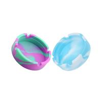 BIUDECO Cenicero de Silicona Irrompible y Antideslizante 2 Piezas, Diseño Redondo Pequeño en Colores Menta y Azul, Adecuado para Interiores y Exteriores, Uso en Casa, Oficina y Terraza