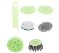 BIUDECO Cepillo para Fregar Ollas con Mango Largo Estropajo de Acero Inoxidable Desmontable para Limpieza de Cocina Color Verde Cepillo para Platos y Fregadero Utensilio Cocina