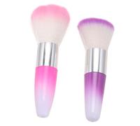 BIUDECO Cepillo para Polvo de Uñas y Brocha para Cosméticos 2 Unidades Tamaño Compacto Suave Limpieza Profesional para Manicura y Decoración Uñas Rosa y Morado
