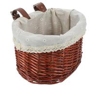 BIUDECO Cesta Delantera para Bicicleta de Rattan Cesta Portátil Vintage para Frutas y Verduras Resistente y Elegante para Paseo y Compra Color Marrón con Forro Interior