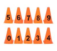 BIUDECO Conos Numerados de Plástico Naranja 23 Cm, Juego 10 Piezas para Entrenamiento de Fútbol, Marcadores Deportivos Portátiles, Conos de Tráfico Ejercicios al Aire Libre