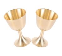 BIUDECO Copas de Cobre Grandes para Ofrendas y Culto Juego de 2 Unidades Altura 8 CM Cáliz Sagrado Dorado para Vino y Decoración Ritual el Hogar