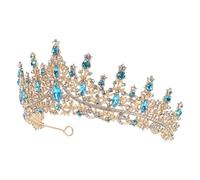 BIUDECO Corona de Boda Azul Marino de Aleación de Zinc Pedrería de Cristal Diadema de Flores Estilo Princesa para Novias y Damas de Honor Accesorio Cabello Cumpleaños y Graduaciones