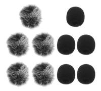 BIUDECO Cubiertas Pequeñas para Micrófono de Solapa 10 Piezas (5 Parabrisas de Espuma y 5 Fundas de Algodón) Antiviento, Transpirables y Ligeras para Conferencias y Grabaciones