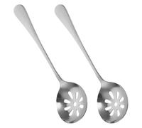 BIUDECO Cucharas Ranuradas Pequeñas de Acero Inoxidable, Set 2 Piezas para Servir y Colar Alimentos, Utensilios de Cocina Multiusos para Hogares y Restaurantes, Ideales para Cenas