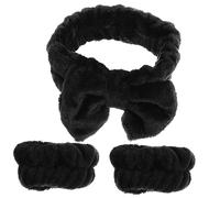 BIUDECO Diadema Facial Ancha Absorbente con Lazo y Pulsera para Spa Cuidado Maquillaje y Lavado de Cara Negras Accesorio Portátil para Cabello y Hogar