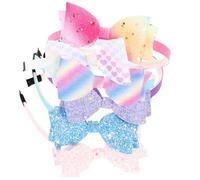 BIUDECO Diseño Cómodo de Lentejuelas para Niñas Lazo Brillante de Plástico 6 Diademas Ideales para Fiestas de Graduación y Vacaciones