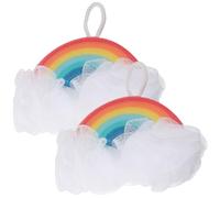 BIUDECO Esponjas de Baño para Niñas 2piezas Diseño de Arcoíris, Esponja Delicada para Exfoliación Corporal y Uso Infantil en Ducha Diaria