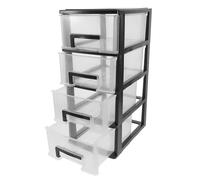 BIUDECO Gabinete De Almacenamiento De Plástico Transparente, Cajón Organizador De Escritorio Mediano 4 Capas, Portátil y Multifuncional Para Oficina y Estudio, Color Negro y Transparente