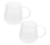 BIUDECO Jarra de Crema de Vidrio 2 Piezas con Asa, Diseño Simple y Práctico, Dispensador Pequeño Adecuado para Café con Leche y Bebidas en Fiestas