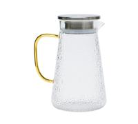 BIUDECO Jarra de Jugos Multifunción de 1300ml Hogar Vidrio Delicado y Tapa de Acero Inoxidable, Fácil de Almacenar, Adecuado para Reuniones y Té de Flores