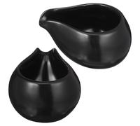 BIUDECO Jarras de Leche de Cerámica Negras 2 Piezas Boquilla Redonda para Café Salsa y Leche Recipientes Resistentes y Fáciles de Usar para Hogar y Restaurante