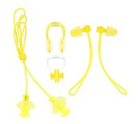BIUDECO Juego de 4 Tapones Oídos y Pinza de Nariz de Pvc Impermeables para Natación y Baño, Color Amarillo, Cómodos y Seguros para Adultos y Niños