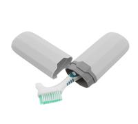 BIUDECO Juego de Cepillo Doble para Dentaduras Postizas Cerdas Obsequios y Estuche Portátil de Almacenamiento Azul Gris para Viaje Limpiador para Prótesis y Contenedor Seguro contra