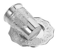 BIUDECO Juego de Copa Kidush con Platillo Metálico Bañado en Plata, Set 1 Pieza para Shabat y Pascua, Suministro de Copa de Vino Judaica para Uso Festivo y Diario en Hogar