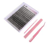 BIUDECO Kit de Extensiones de Pestañas DIY con Clusters Autoadhesivos Adhesivo Pinzas y Herramientas Rosa Diseño Segmentado para Aplicación Natural y Almacenamiento Portátil