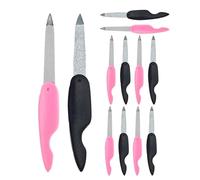 BIUDECO Limas de Uñas Portátil 12 Piezas Doble Cara Mini Pájaro Plegable en Abs Rosa y Negro para Manicura y Pedicura en Hogar, Oficina y Viajes, Herramienta Pulidora Profesional