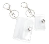 BIUDECO Llavero Álbum de Fotos Transparente 2 Piezas Porta Fotos Mini 1 y 2” Tarjetero Compacto para San Valentín y Bodas Hebilla Resistente de PP y Aleación de Zinc