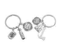 BIUDECO Llavero Pack de 2 de Aleación de Zinc Creativo de Bombero en Color Plata, Decoración Detallada y Duradera para Llaves de Coche, Adecuado para Regalar en Cumpleaños o Fiestas