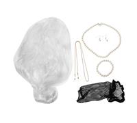 BIUDECO Peluca de Anciana para Mujer Pelucas Grises con Moño para Señoras Mayores Disfraz de Halloween Accesorios para Fiesta de Cosplay y Fiestas Divertidas