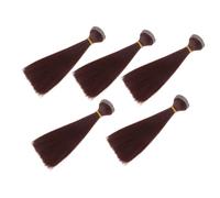 BIUDECO Peluca De Muñeca De Bricolaje Peluca De Pelo Liso 5 Piezas 15 Cm De Seda Resistente Al Calor Para Proyectos Escolares Muñecas Infantiles Banda Elástica Fácil De Usar