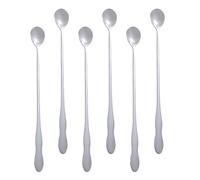 BIUDECO Plata Cuchara de Acero Inoxidable 6 Piezas Cuchara de Mango Largo en Forma de Calabaza Antióxido y Resistente al Calor, para Cocina y Café