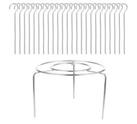 BIUDECO Soporte para brochetas de barbacoa de acero inoxidable con rejilla redonda y 24 pinchos reutilizables, accesorios para freidora de aire, adecuado para asar carne y mariscos en