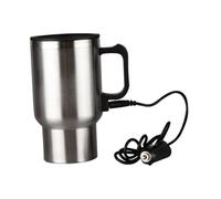 BIUDECO Taza Calefactora de Acero Inoxidable y Plástico Calentador Eléctrico Portátil para Coche con Función de Vacío y Base Antichoque para Viajes y Bebidas Calientes