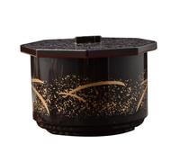 BIUDECO Tazón de Sopa Octogonal Japonés de Plástico Abs Resistente a Caídas con Tapa, Cuenco Pequeño para Arroz y Miso, Vajilla para Hogar y Restaurante en Color Marrón Estrella