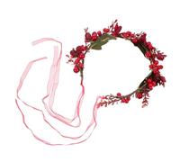 BIUDECO Tocado de Novia Flores y Frutos Artificiales Rojos, Diadema Elegante de Tela y Alambre para Fiesta Temática y Boda Navideña