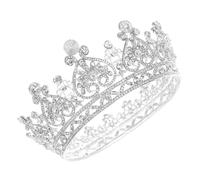 BIUDECO Tocado Diadema Retro Plateado para Novia Diadema de Cristal Accesorio Elegante para Bodas y Fiestas Decoración del Cabello Femenina Tocado de Novia Brillante