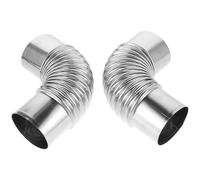 BIUDECO Tubo de Chimenea de Acero Inoxidable 60 Mm Engrosado, Codo de Ventilación para Estufa y Calentador de Agua a Gas, Conducto de Escape Seguro Espacios Reducidos, 2 Unidades