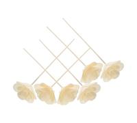BIUDECO Varillas Difusoras de Aroma Beige de Madera Diseño de Flores Falsas Realistas, 6 Piezas para Difusores de Aceites Esenciales en Hotel y Oficina