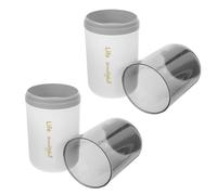BIUDECO Vaso Portátil para Cepillos de Dientes y Pasta Dental con Orificio de Drenaje, Set de 2 Piezas Gris, Contenedor Compacto y Ligero para Viaje, Escuela y Camping