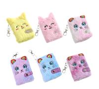 BIUFY Cuaderno de Bolsillo de Peluche de Dibujos Animados, Papel Interior Grueso con Llavero de Peluche para Escribir con diseño de Gato, Bloc de Dibujo, Diario de Viaje