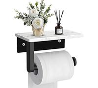Biutimarden Portarrollos Papel Higiénico Sin Taladrar de Aceros Inoxidables,Soporte de Papel con Estante de Mármol Autoadhesivo Portarrollos de Pared,Modernidad Portarrollos para Baño Cocina(Negro)