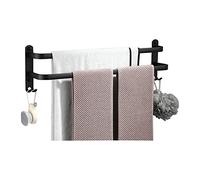 Biutimarden Toalleros de Baño 2 Niveles Sin Taladrar 40CM Negro Montado en la Pared Toallero Adhesivo Antióxido Aluminio con Gancho para Cocina Baño Inodoro