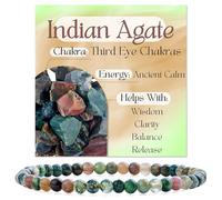 Bivei Ágata India - Calma Antigua - Pulsera de Cuentas Para Las Mujeres 4mm Piedra Semipreciosa Natural Stretch Cristal Elástico Joyería Yoga Regalos