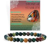 Bivei Ágata India - Estabilidad - Pulsera de Cuentas Para Las Mujeres 6mm Piedra Semipreciosa Natural Stretch Cristal Elástico Joyería Yoga Regalos