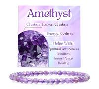 Bivei Amatista - Calma Pulsera de Cristal para Mujeres 4mm Cuentas Piedra Semipreciosa Natural Elástica Extensible Joyería Regalo Yoga Pequeño