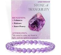 Bivei Amatista - Tranquilidad - Pulsera de Cuentas Para Las Mujeres 6mm Piedra Semipreciosa Natural Stretch Cristal Elástico Joyería Yoga Regalos