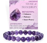 Bivei Amatista - Tranquilidad - Pulsera de Cuentas Para Las Mujeres 8mm Piedra Semipreciosa Natural Stretch Cristal Elástico Joyería Yoga Regalos Pequeño