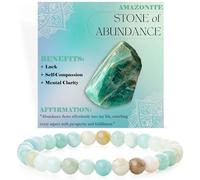 Bivei Amazonita - Abundancia - Pulsera de Cuentas Para Las Mujeres 6mm Piedra Semipreciosa Natural Stretch Cristal Elástico Joyería Yoga Regalos Pequeño