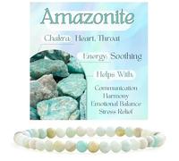 Bivei Amazonita - Calmante Pulsera de Cristal para Mujeres 4mm Cuentas Piedra Semipreciosa Natural Elástica Extensible Joyería Regalo Yoga