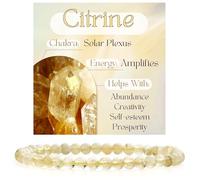 Bivei Citrino - Amplifica Pulsera de Cristal para Mujeres 4mm Cuentas Piedra Semipreciosa Natural Elástica Extensible Joyería Regalo Yoga