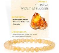 Bivei Citrino - Riqueza & éxito - Pulsera de Cuentas Para Las Mujeres 6mm Piedra Semipreciosa Natural Stretch Cristal Elástico Joyería Yoga Regalos Pequeño