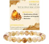 Bivei Citrino - Riqueza & éxito - Pulsera de Cuentas Para Las Mujeres 8mm Piedra Semipreciosa Natural Stretch Cristal Elástico Joyería Yoga Regalos Pequeño