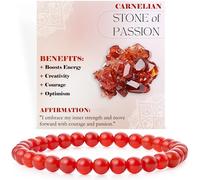 Bivei Cornalina - Pasión - Pulsera de Cuentas Para Las Mujeres 6mm Piedra Semipreciosa Natural Stretch Cristal Elástico Joyería Yoga Regalos Pequeño