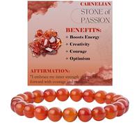 Bivei Cornalina - Pasión Pulsera de Cuentas Para Las Mujeres 8mm Piedra Semipreciosa Natural Stretch Cristal Elástico Joyería Yoga Regalos