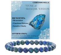 Bivei Crisocola - Expresión Suave - Pulsera de Cuentas Para Las Mujeres 6mm Piedra Semipreciosa Natural Stretch Cristal Elástico Joyería Yoga Regalos